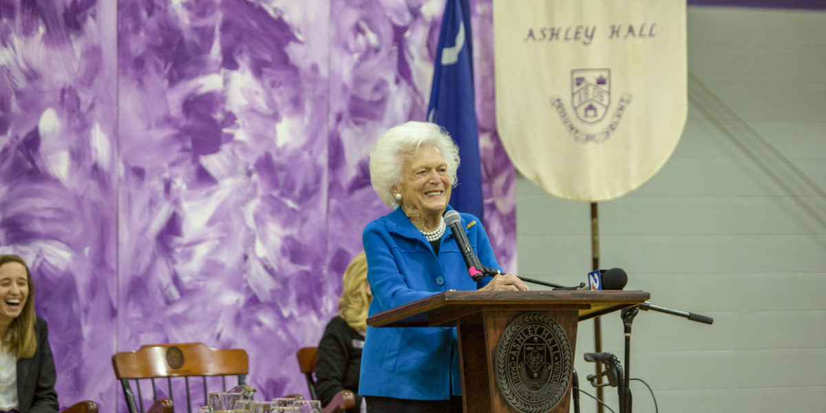 Ashley Hall alumna and former First Lady Barbara Pierce Bush '43 visits campus in 2016